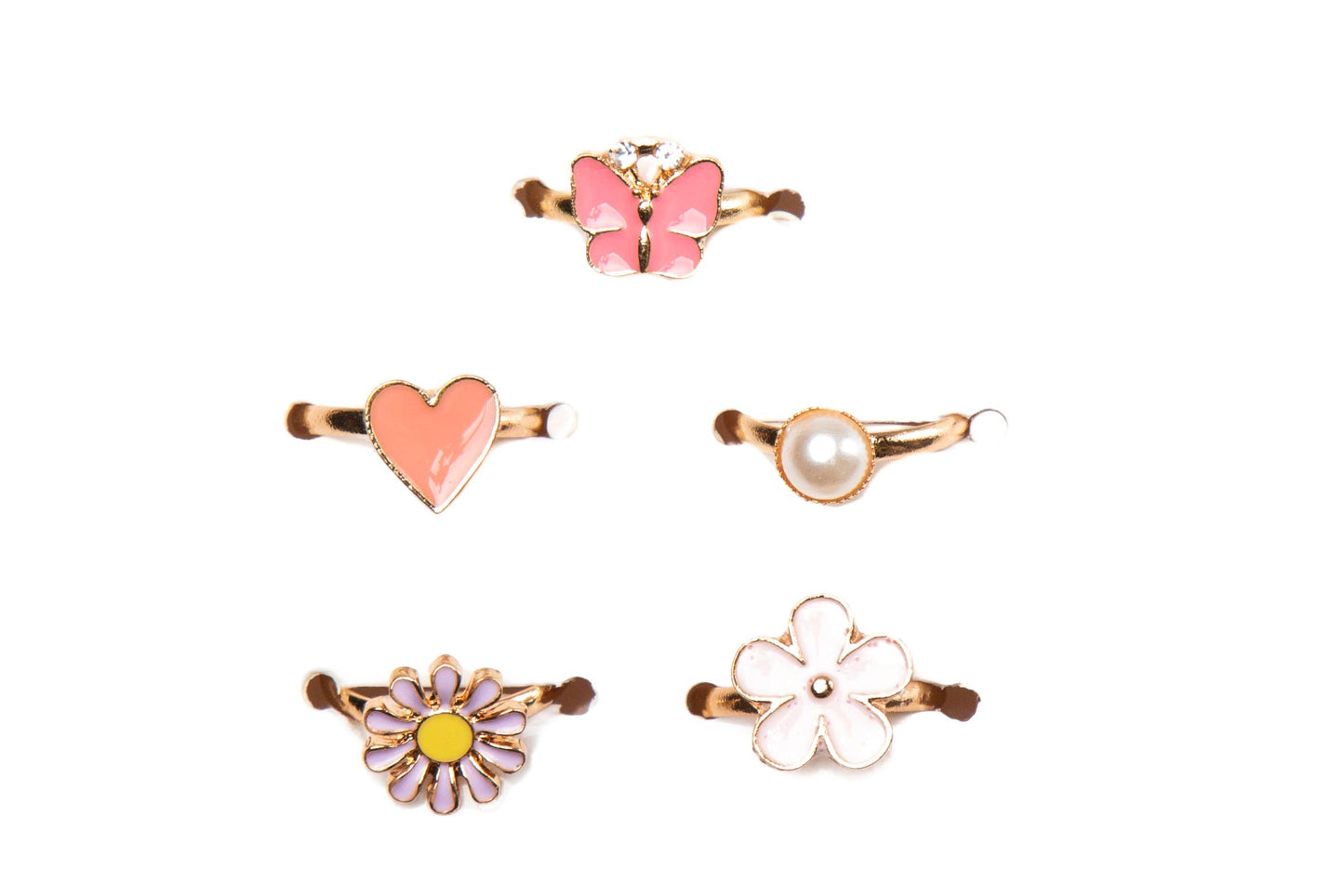 Inca Products SL - Set de 5 anillos metálicos dorados en cajita