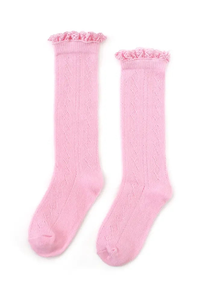 Little Stocking Co. - Peony Fancy Lace Top Knee Highs