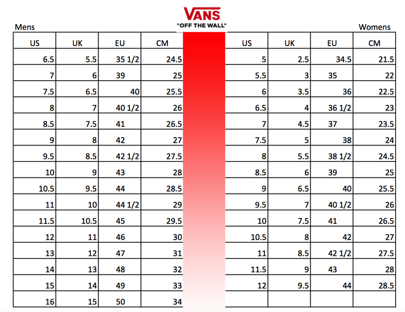 converse and vans size comparison