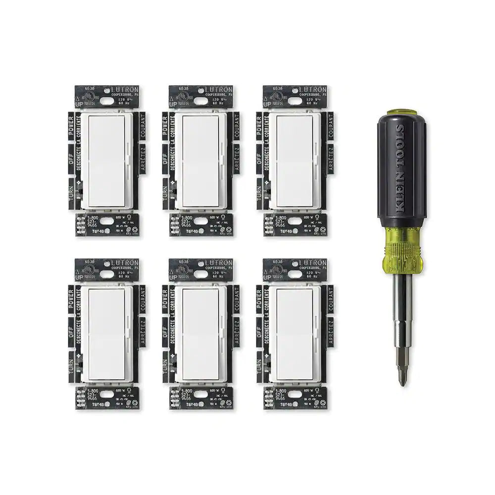 vluchtelingen Distributie spons Lutron Diva LED+ Dimmer Switch for Dimmable LEDs, White (6-Pack), Klei