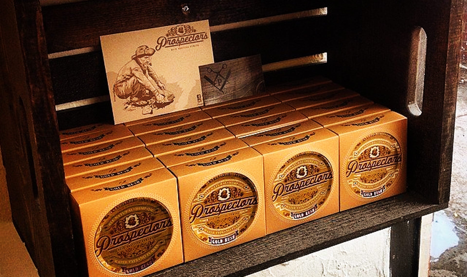Prospectors Gold Rush Pomade displayed at Pipers Parlor Barbershop