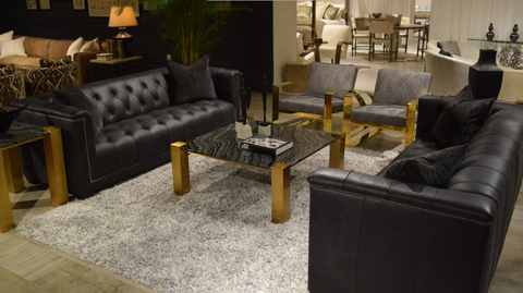 Bernhardt Paxton Black Couch / Sofa Furniture at Rug and Home 