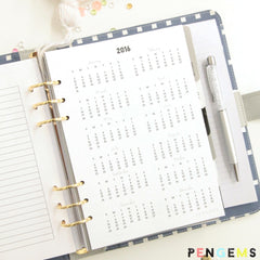 A5 PenGems Planner Printable Year on One Page