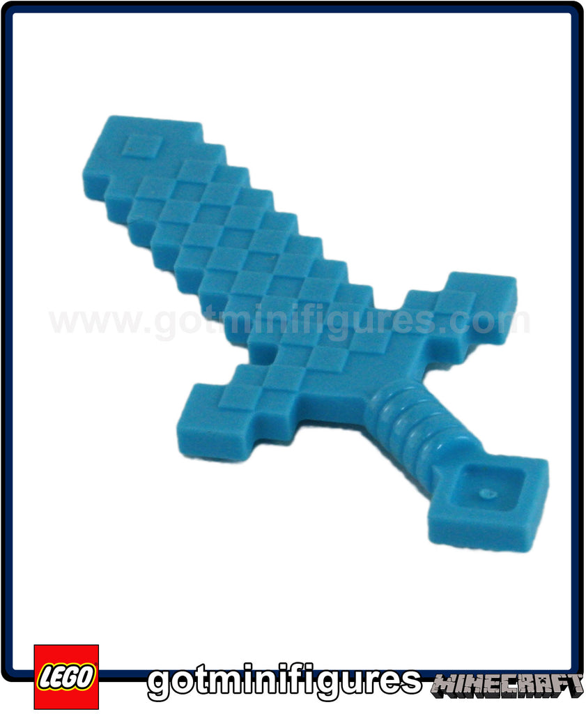 Lego Minecraft Blocky Sword Diamond Azure Fits Minifigures Hand