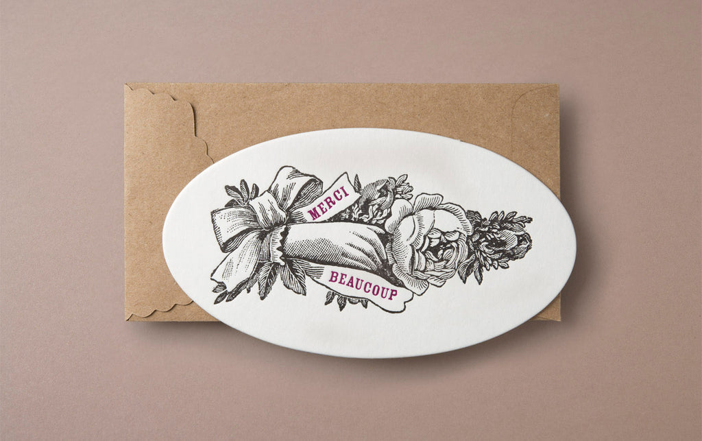 Letterpress Merci Beaucoup Greeting Card
