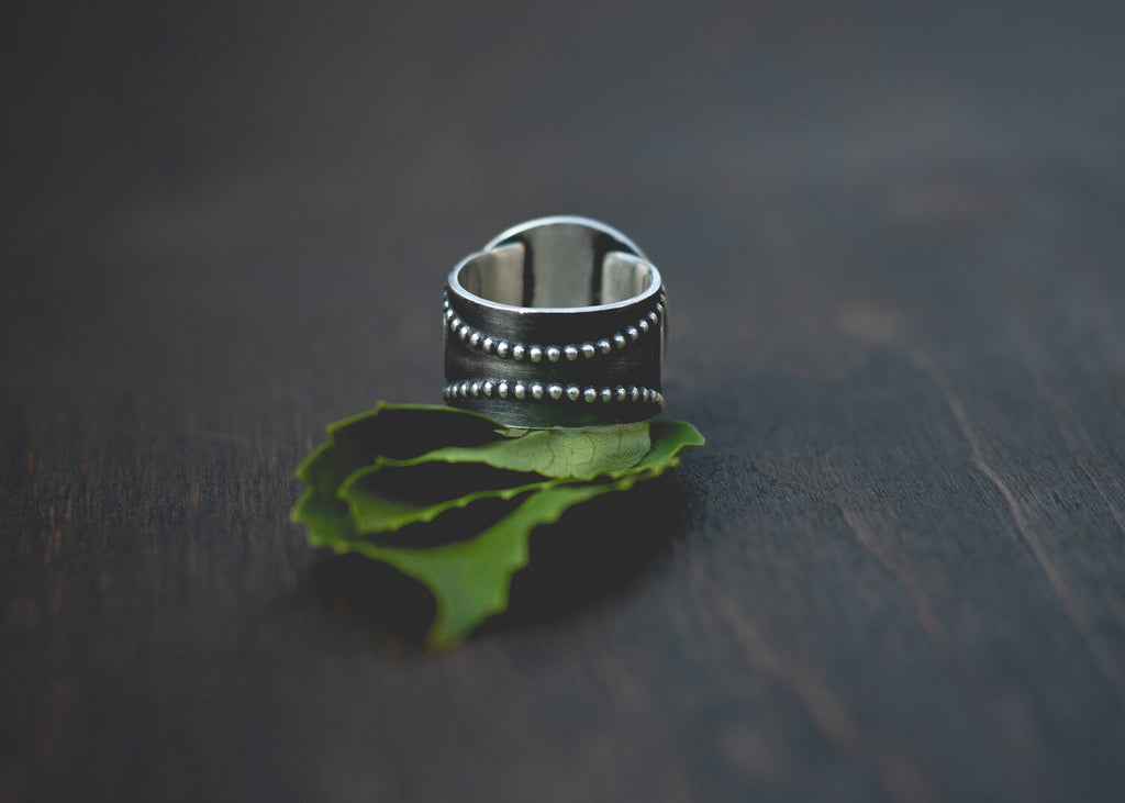 Handmade Sterling Silver Wide Band Ring from Andewyn Moon