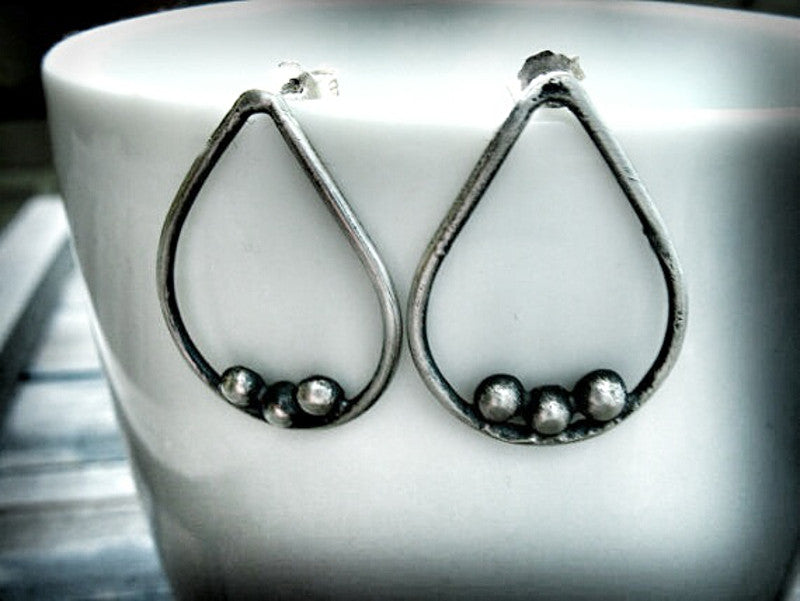 Condensation Handmade Sterling Silver Tear Drop Post Earrings- Andewyn Designs