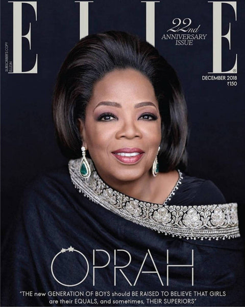 Elle India's December 2018 22nd Anniversary issue with Oprah Winfrey in Sabyasachi