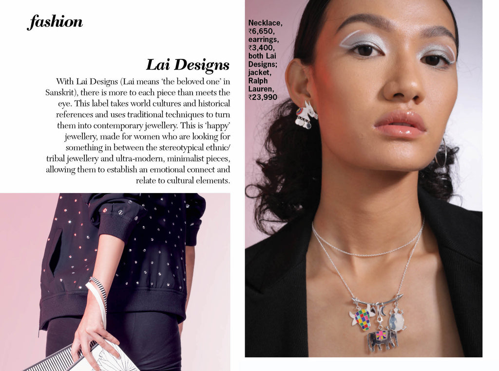 Cosmopolitan India September'19 -the big accessories issue featuring Lai Folklore collection silver jewellery