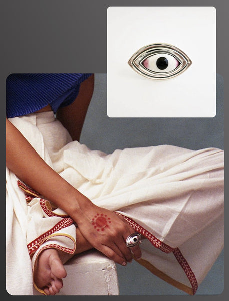 Elle India beauty editorial featuring Lai statement deity eye ring 