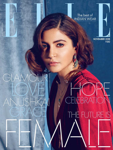 Elle India November'18 Bridal Editorial Minimalism vs Maximalism Anushka Sharma Lai pearl statement earrings