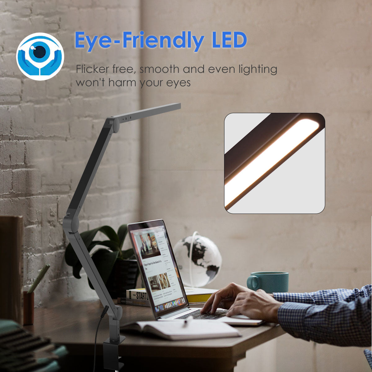 Modern Architect Swing Arm Led Desk Lamp With Clamp Eye Care