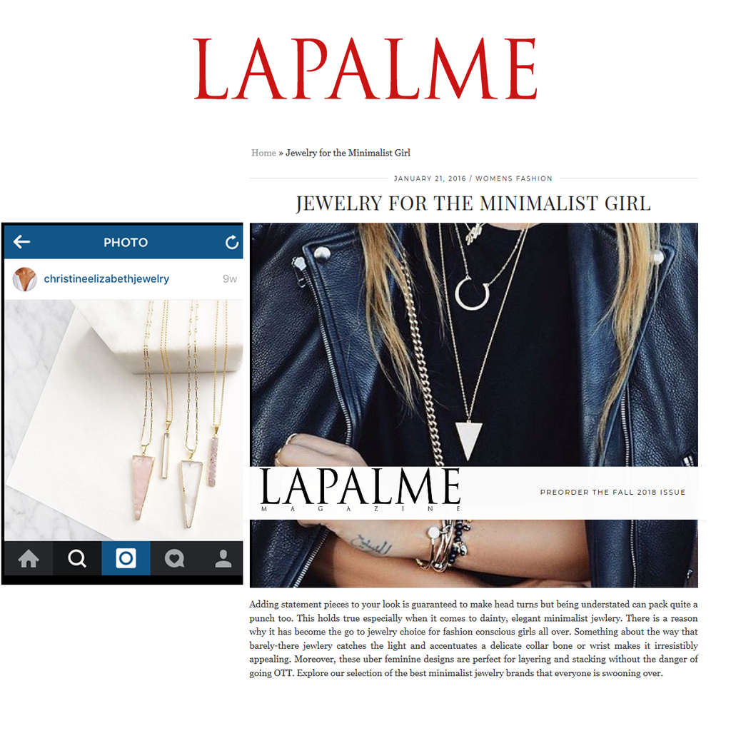 LaPalme Magazine - Jewelry for the Minimalist Girl - Christine Elizabeth Jewelry