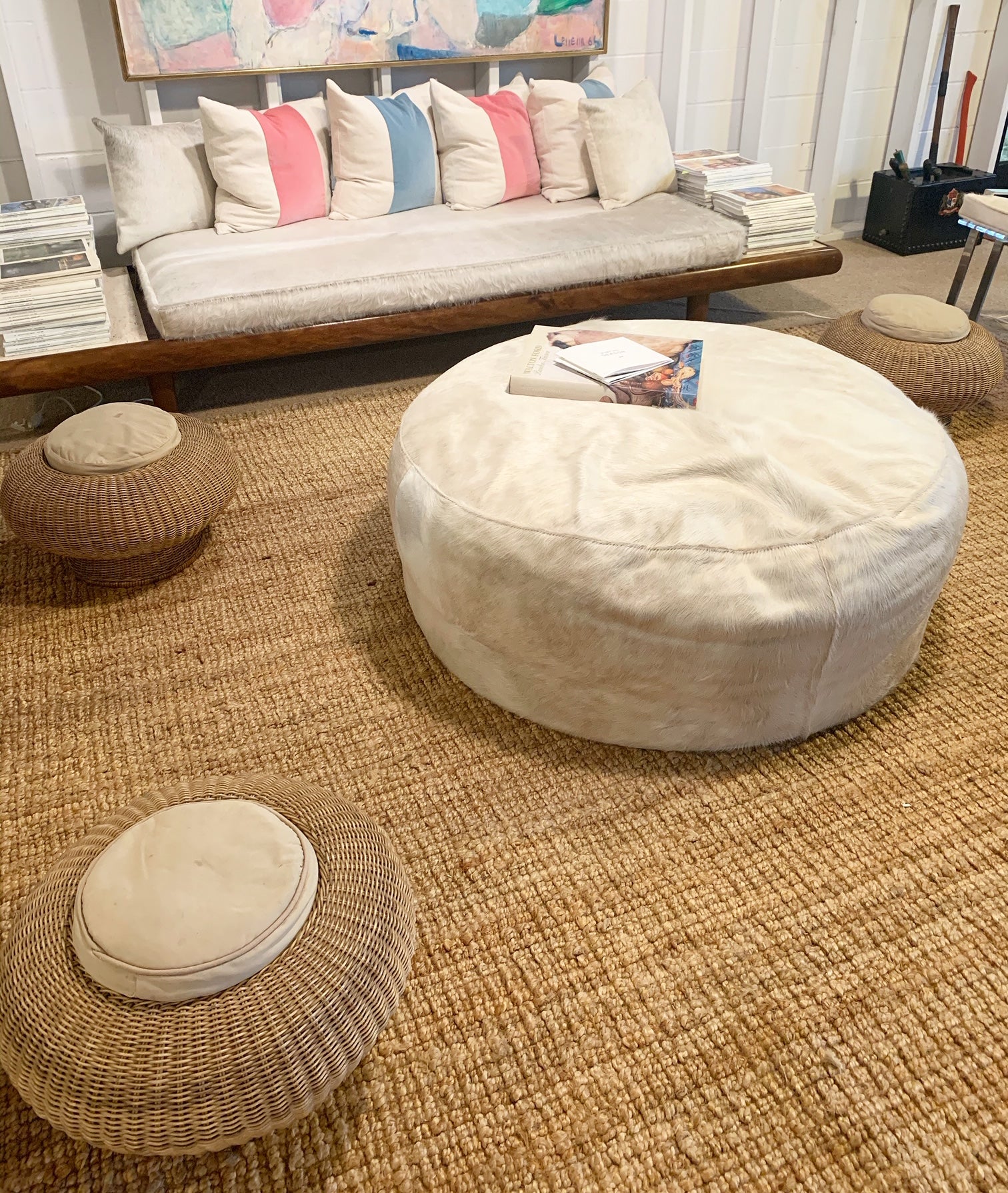 The Forsyth Cloud Ottoman In Cowhide Forsyth