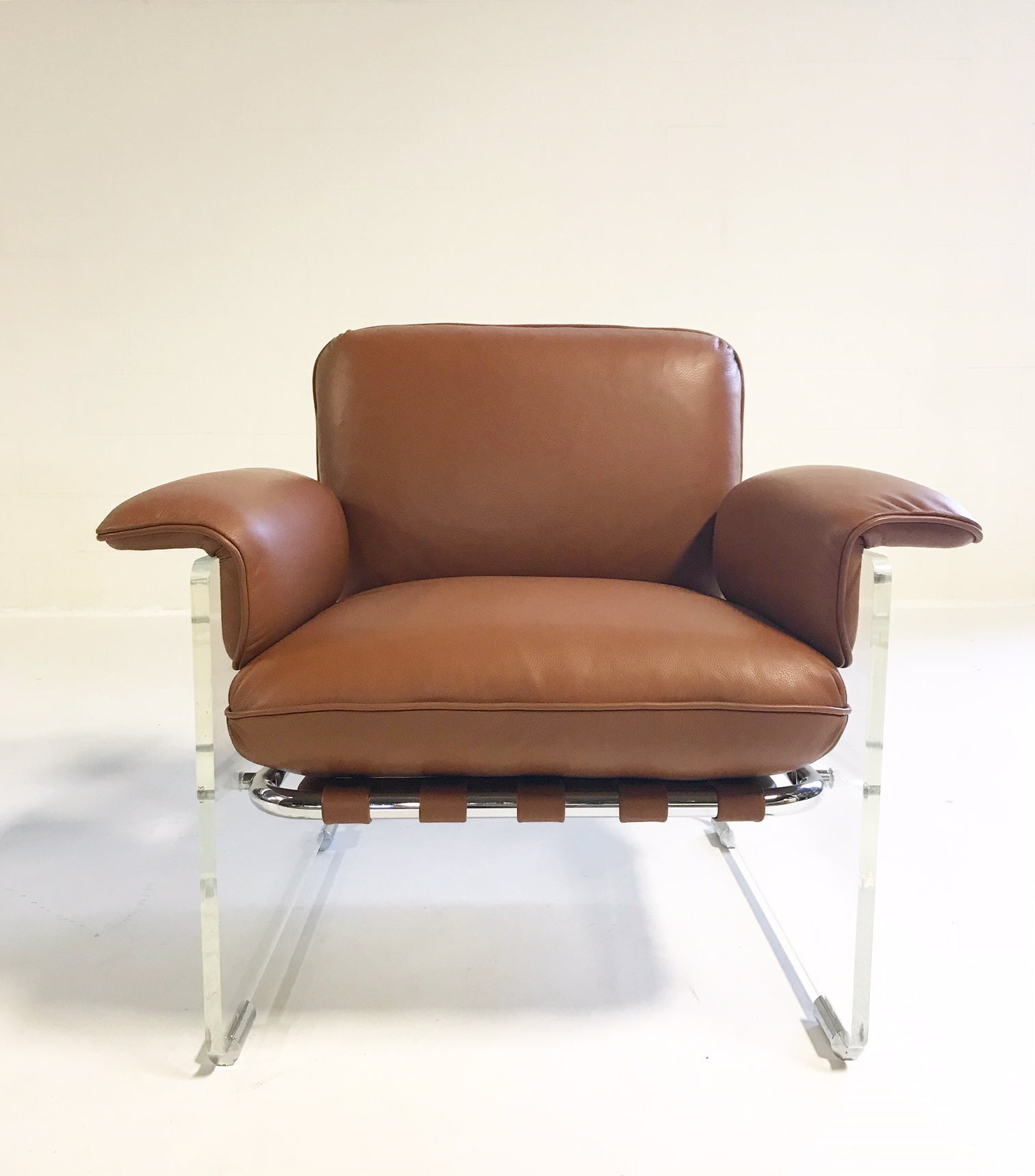 Argenta Lucite Chairs In Loro Piana Italian Buffalo Leather Pair Forsyth