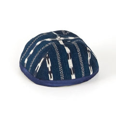 Fabric Kippah - Dark Blue Ikat