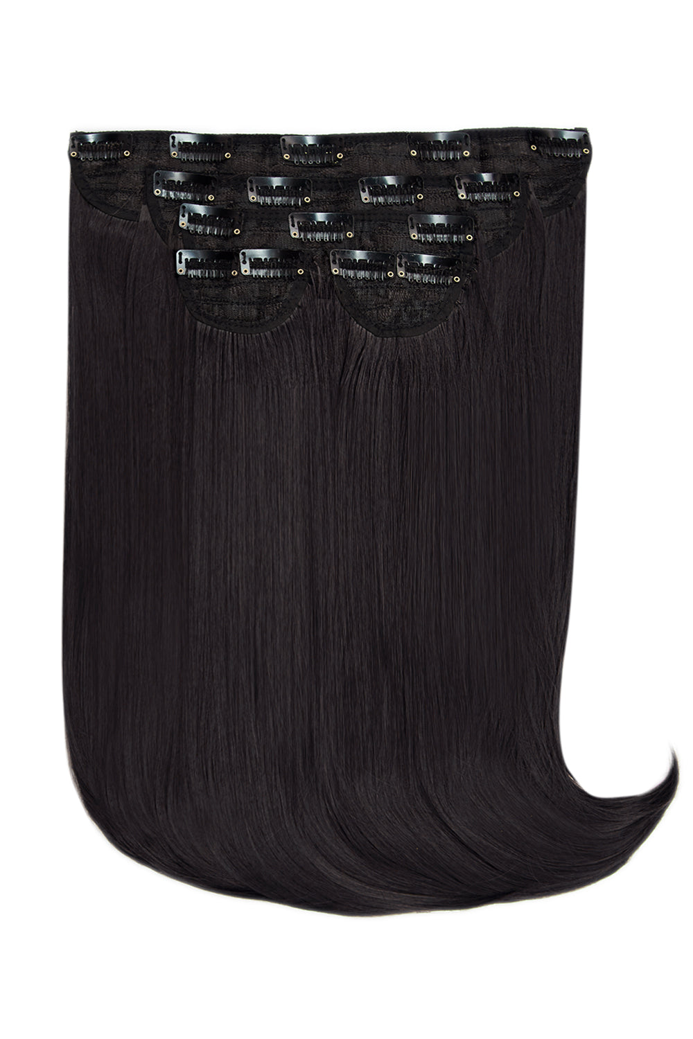Super Thick 16" 5 Piece Curve Clip In Hair Extensions - Raven
