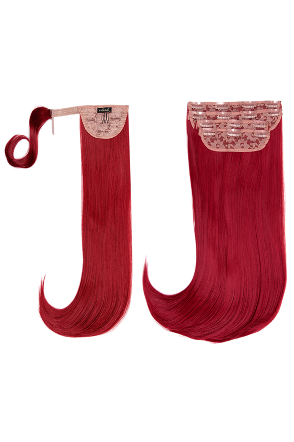 Ultimate Half Up Half Down 22’’ Straight Extension and Pony Set - Ruby Red