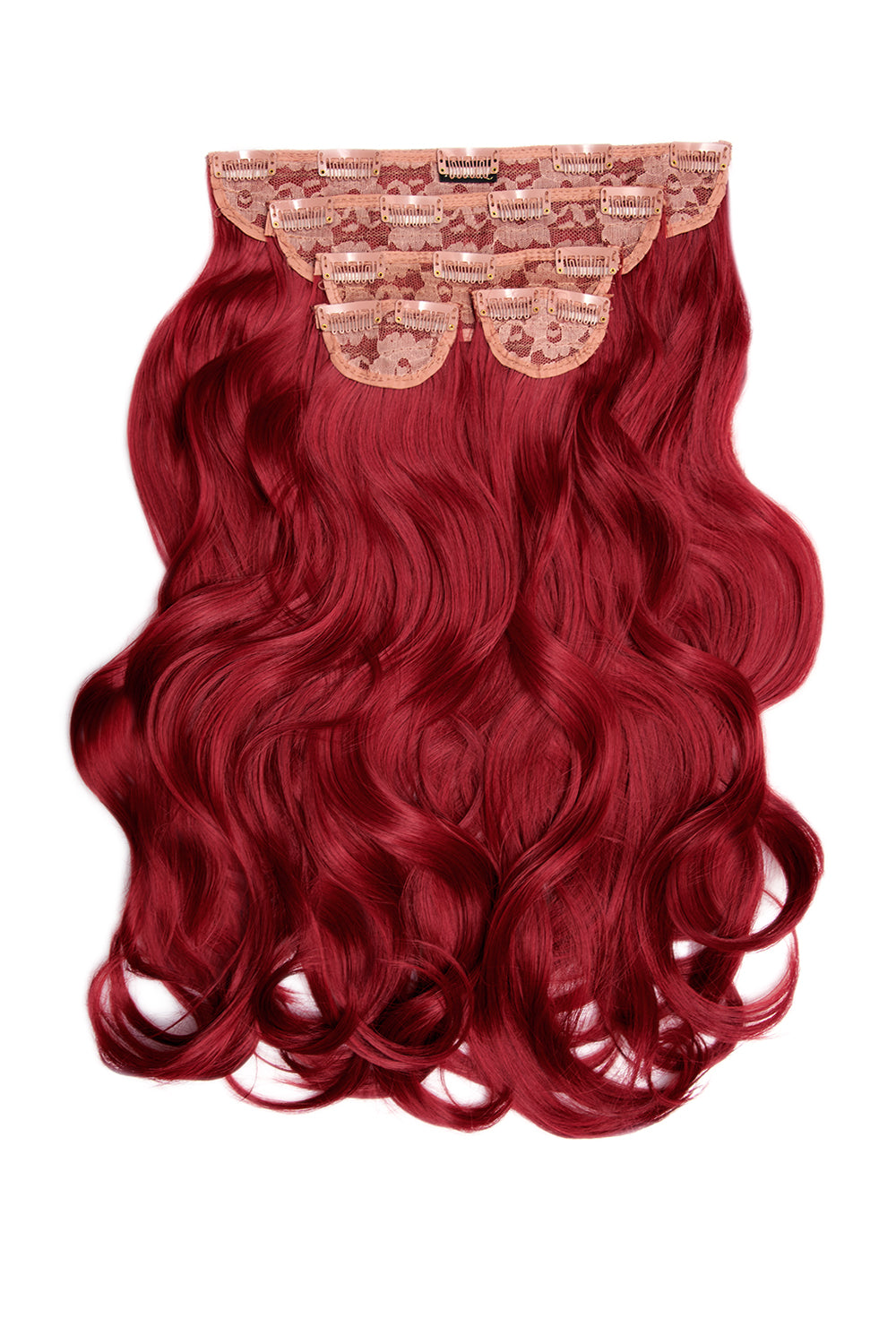 Super Thick 22" 5 Piece Blow Dry Wavy Clip In Hair Extensions - Ruby Red