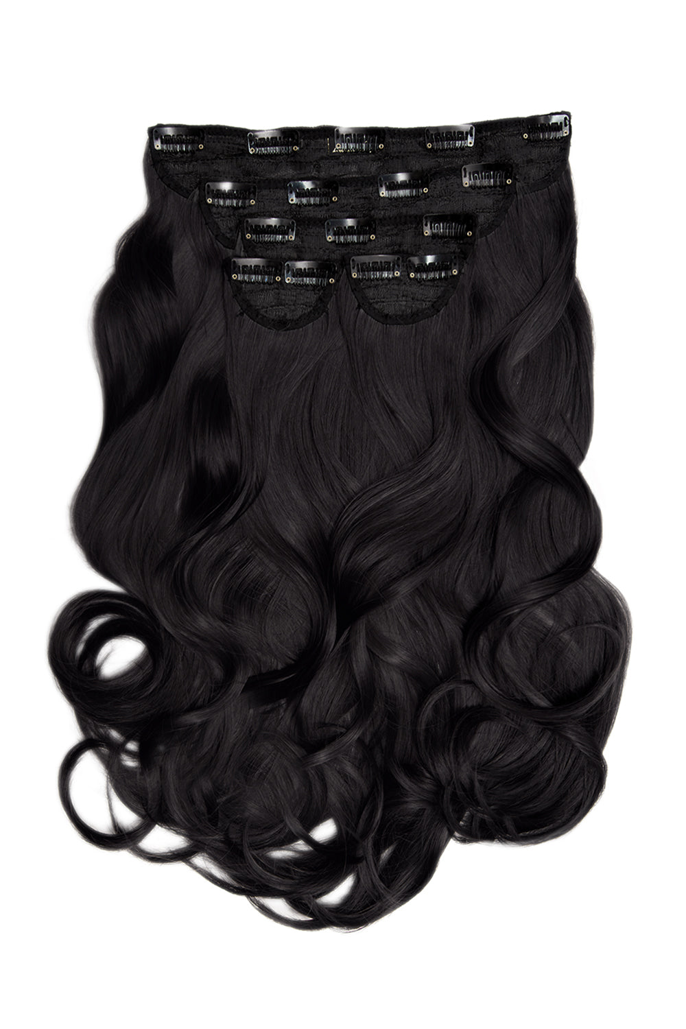Super Thick 22" 5 Piece Blow Dry Wavy Clip In Hair Extensions - Raven