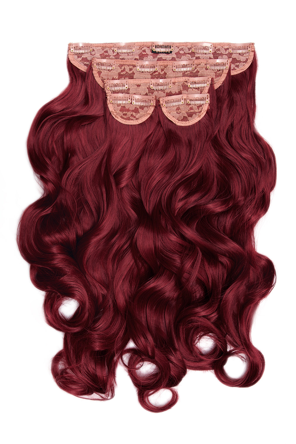 Super Thick 22" 5 Piece Curly Clip In Hair Extensions - Burgundy