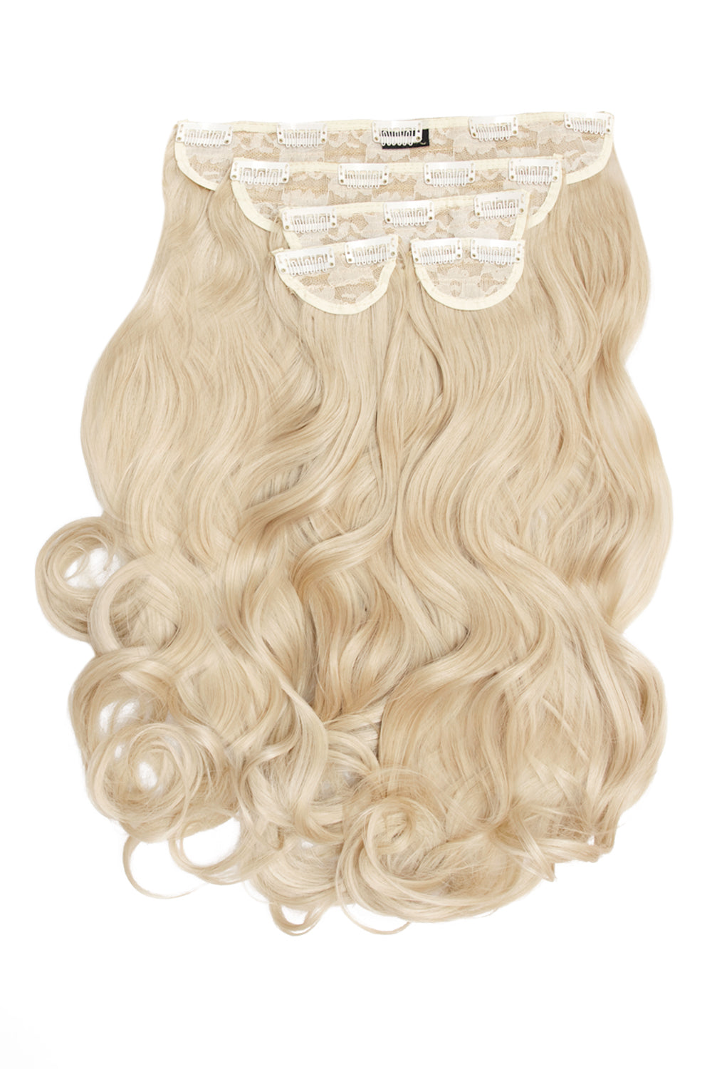 Super Thick 22" 5 Piece Curly Clip Hair Extensions + Hair Care Bundle - Light Blonde