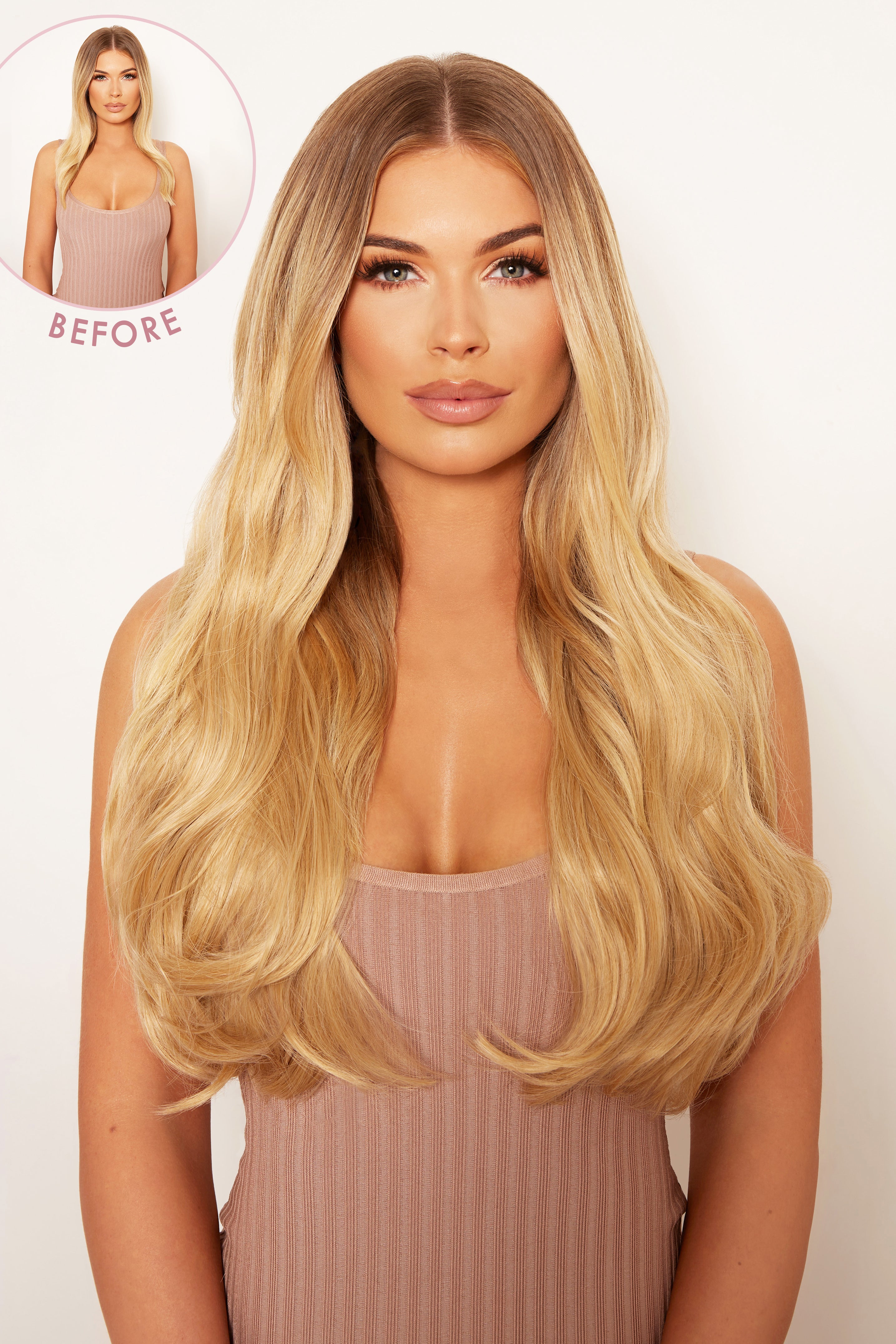 Super Thick 22" 5 Piece Blow Dry Wavy Clip In Hair Extensions - Golden Blonde