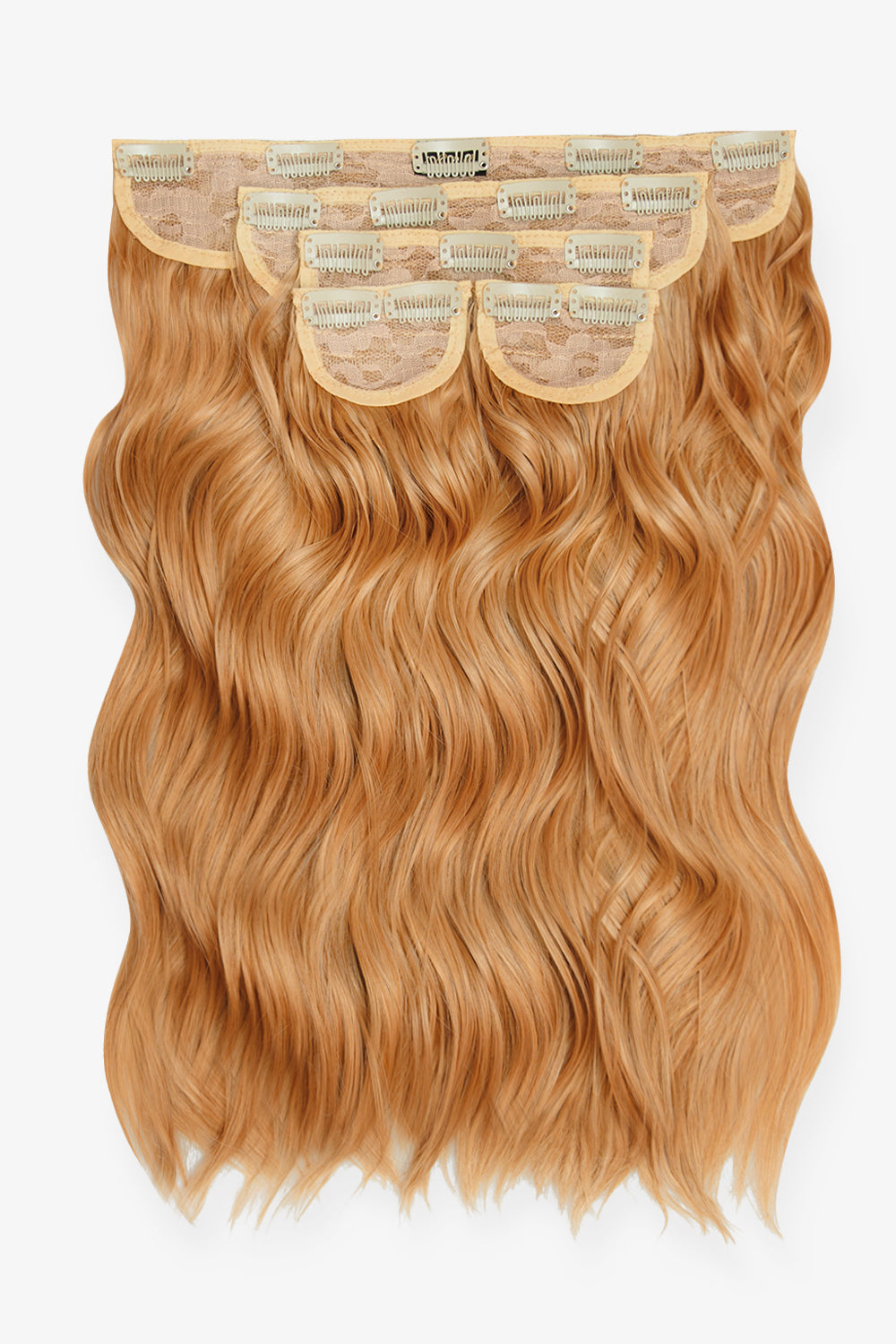 Super Thick 16’’ 5 Piece Brushed Out Wave Clip In Hair Extensions - Strawberry Blonde