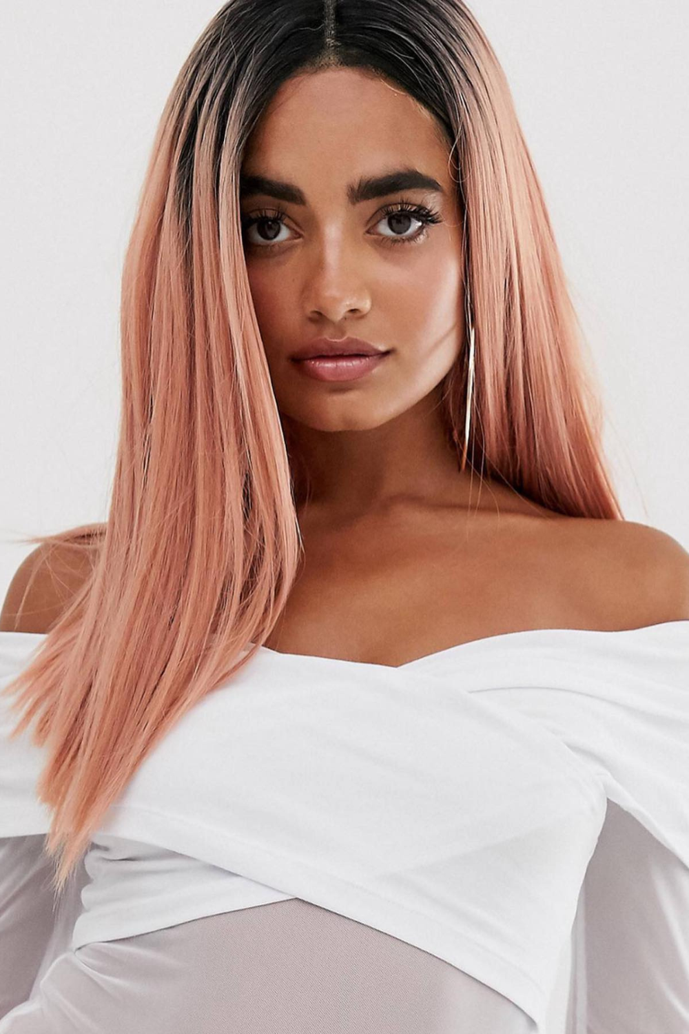The Peachie - Peach Straight Lob Lace Front Wig Festival Hair Inspiration