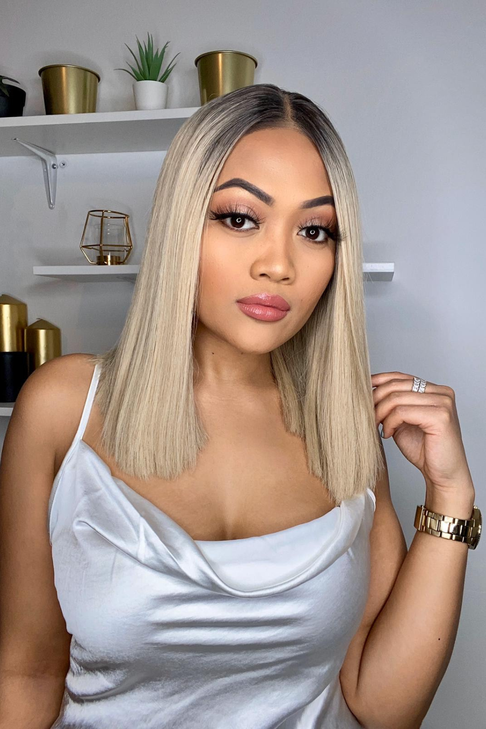 The Cali - Ash Blonde Straight Lob Lace Front Wig Festival Hair Inspiration