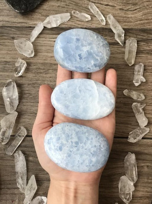 Witch's Way Craft Blue Calcite Palm Stone