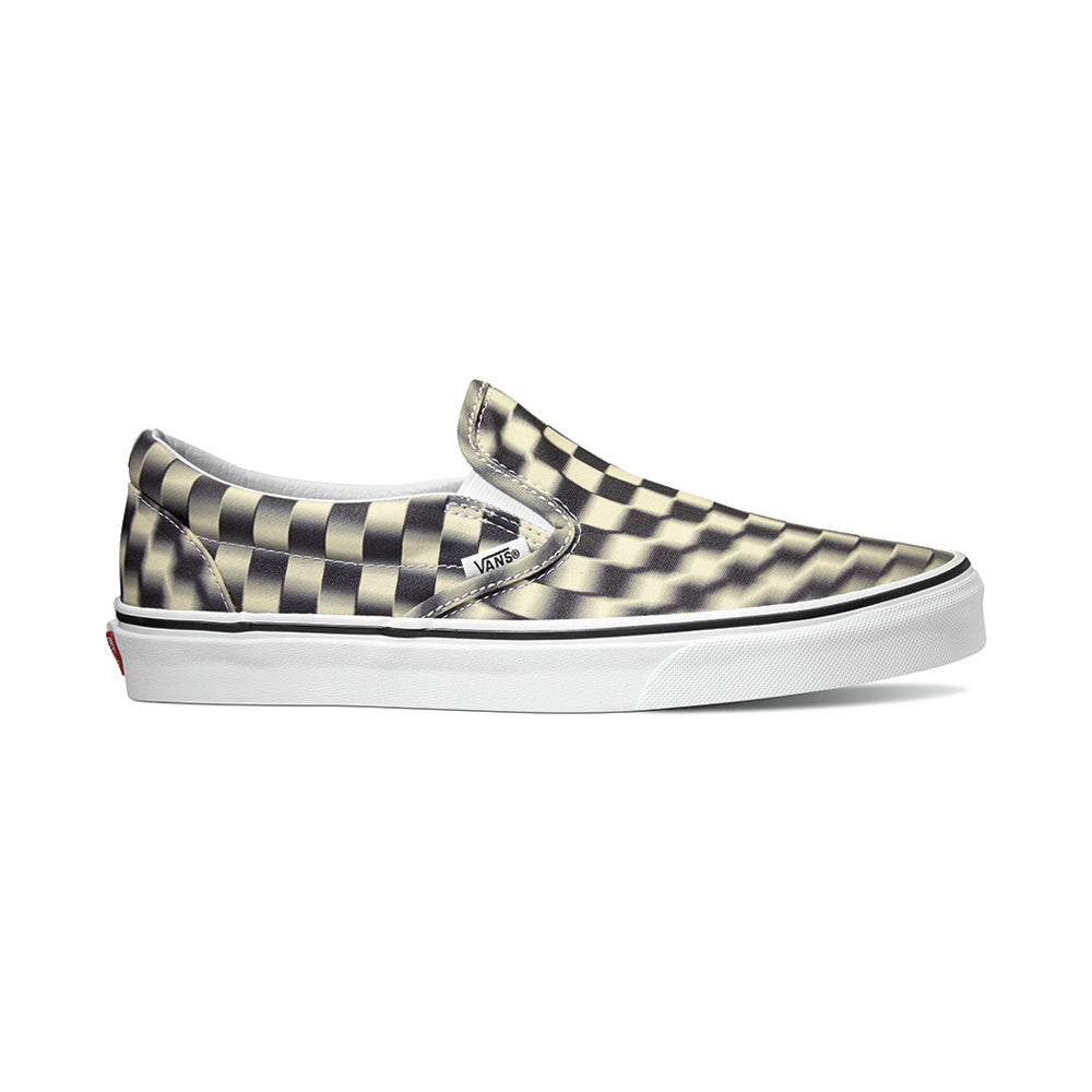 black check vans slip on