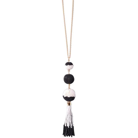 Beaded Bon Bon Tassel Necklace