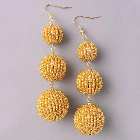 Dainty Beaded Bon Bon Earrings in Gold