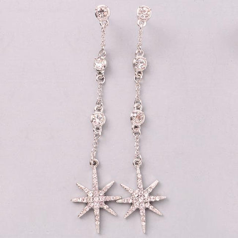 Jewel Compass Silver Star Dangle Earrings from Eternal Sparkles