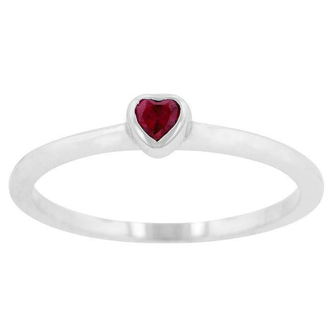 Eternal Sparkles Minimal Ruby Heart Ring
