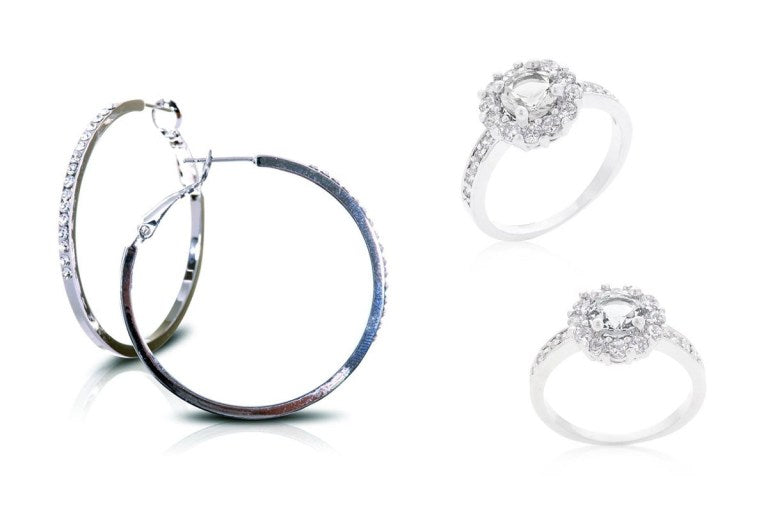 Swarovski Elements Hoop Earrings and Royalty Engagement Ring from Eternal Sparkles