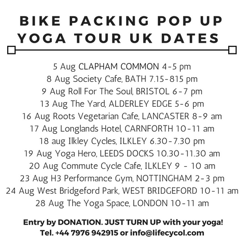 Lifecycol's UK Bike Packing Pop Up Yoga Tour 