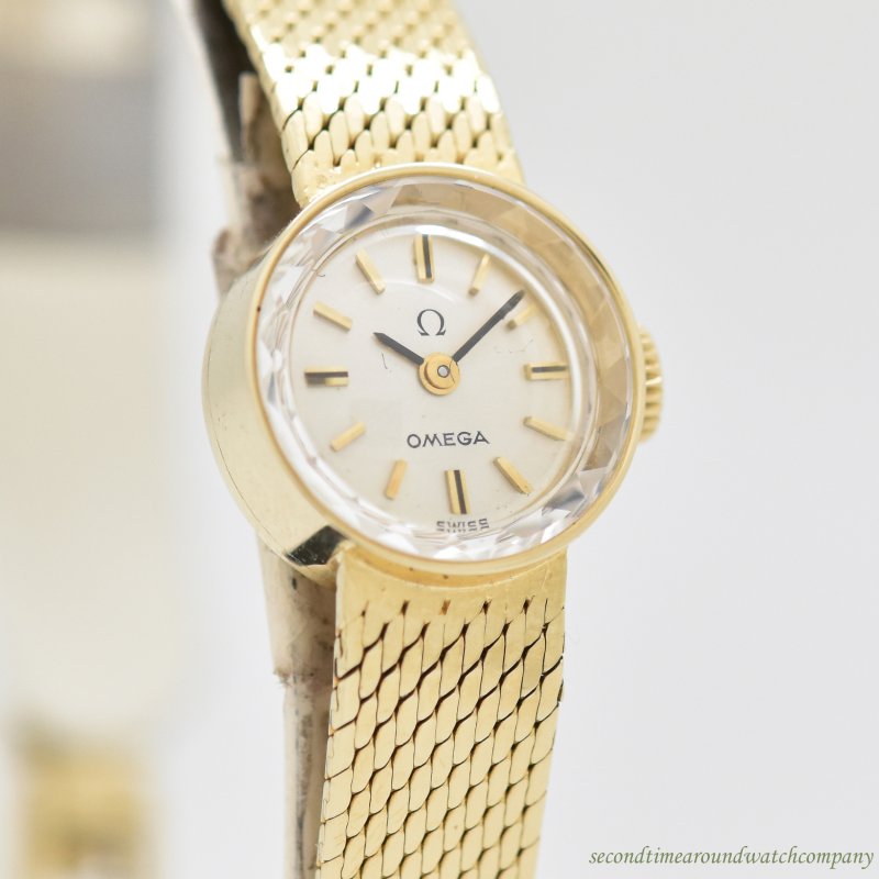 ladies omega watch 14k gold