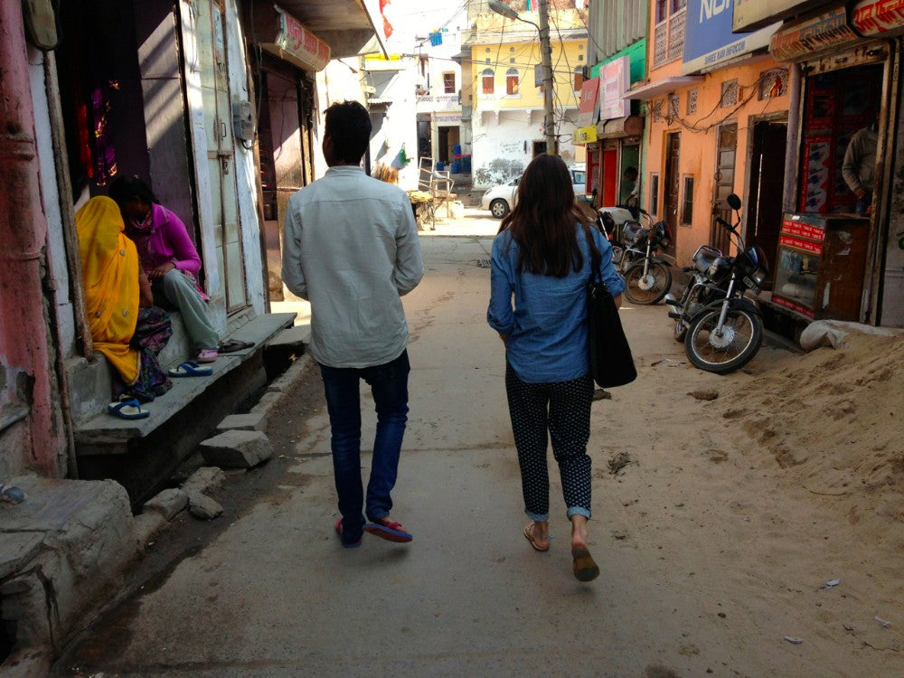 walking in town of bagru india