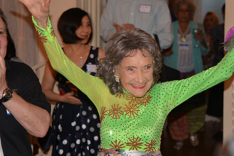 Yoga Master Tao Porchon-Lynch at her 99th birthday party - August 13, 2017