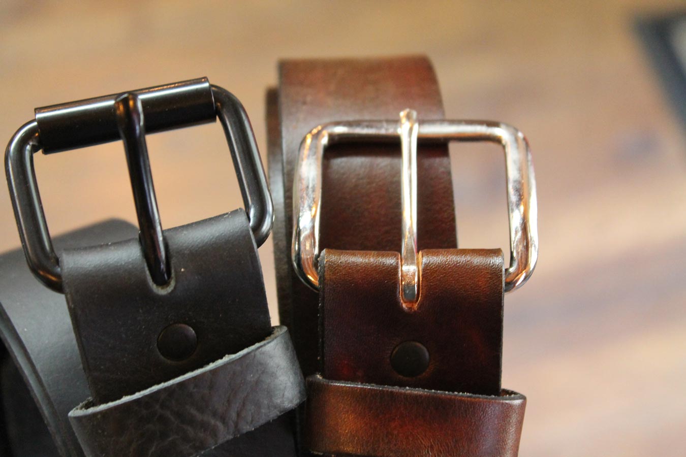 Gunthers Brown and Black Leather Belt Buckles