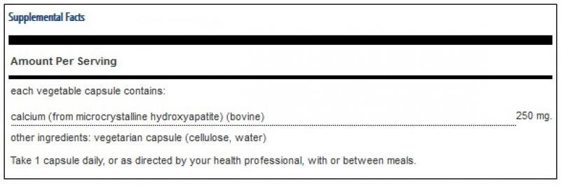 Pure Encapsulations Calcium (MCHA) - 180 Capsules Nutrition Facts