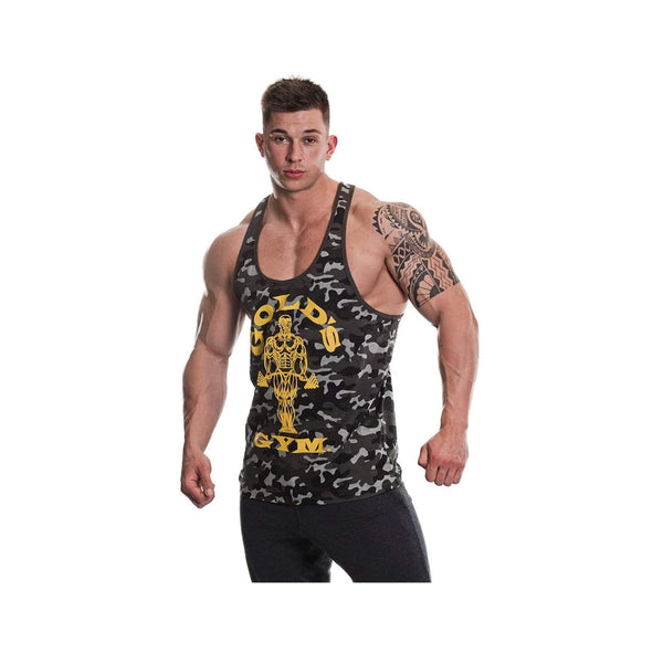 Gold's Gym Camo Black Stringer Vest  Protein Superstore