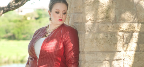 red leather plus size moto jacket