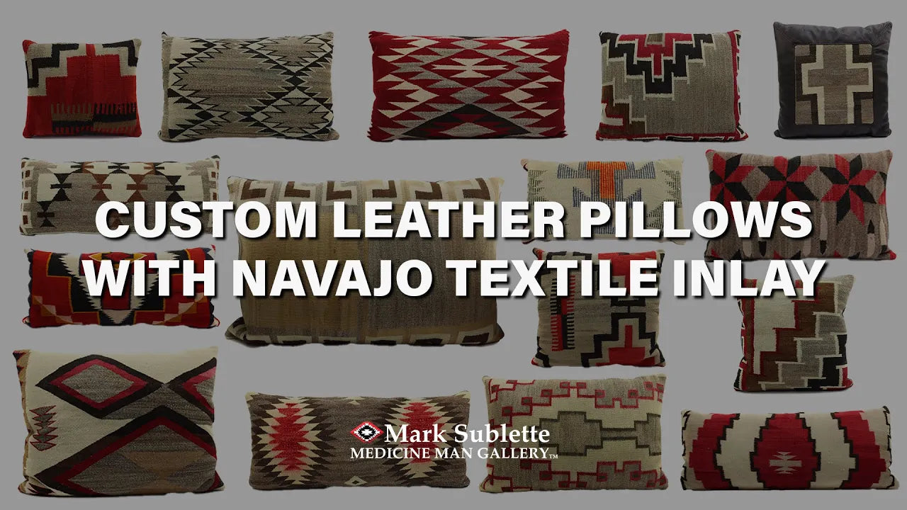 Custom Leather Pillows with repurposed Navajo Textile Inlay