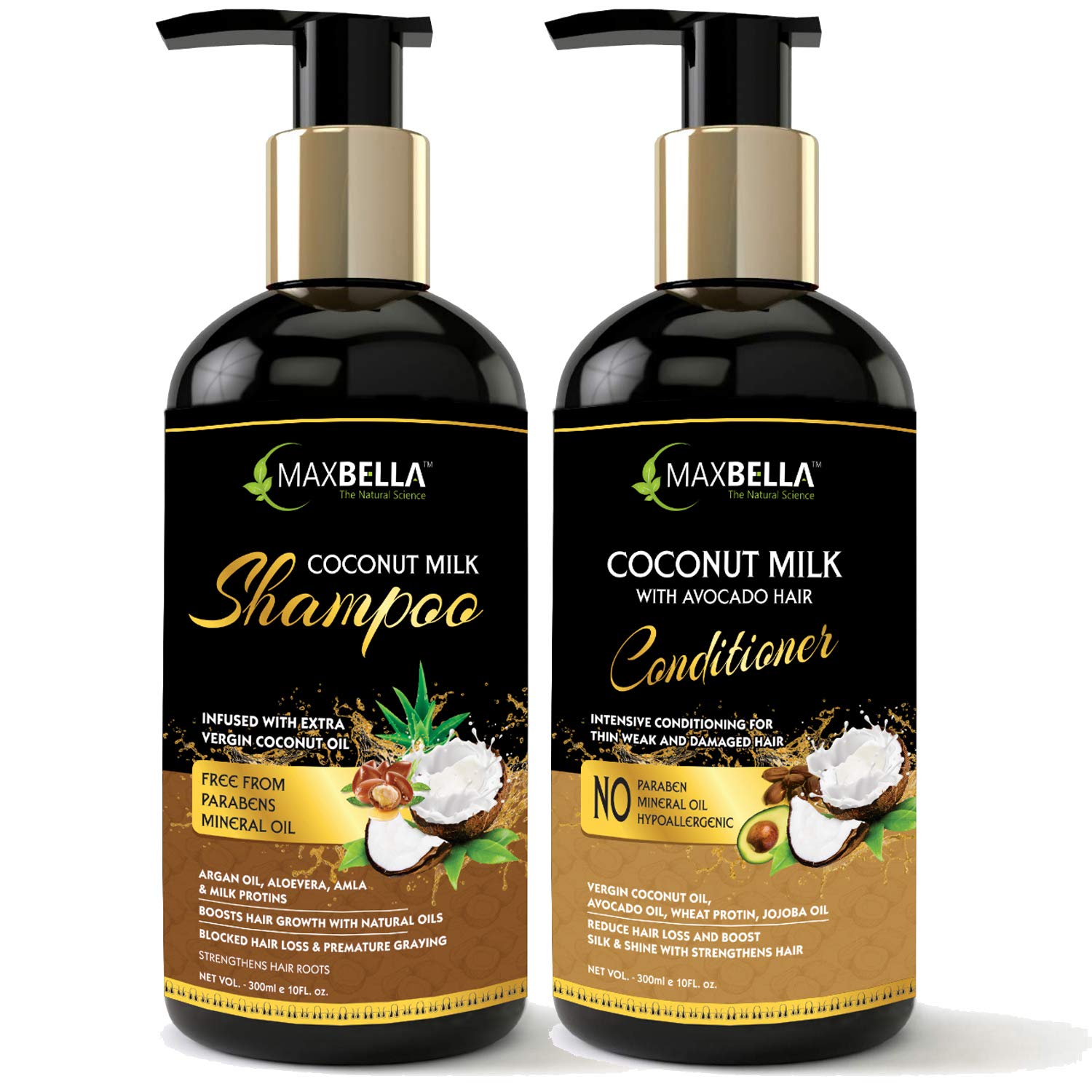 Coconut Milk Hair Shampoo (300ml) & Coconut Milk Hair Conditioner (300 –  MaxBella