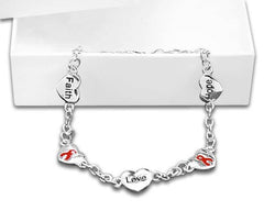 red ribbon heart disease awareness bracelet