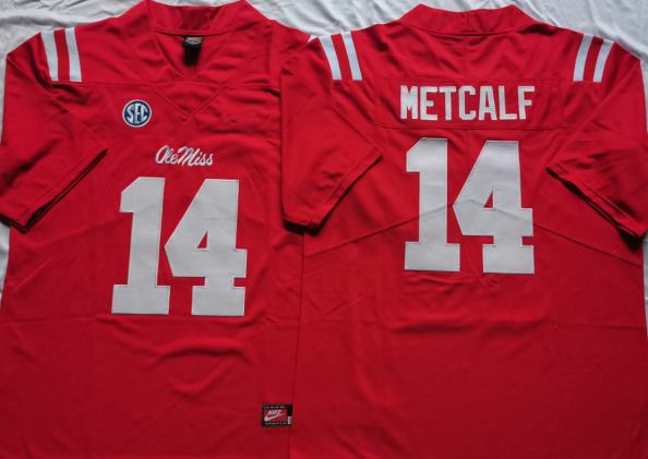 Men's Nike DK Metcalf Red Ole Miss Rebels Alumni Name & Number T-Shirt