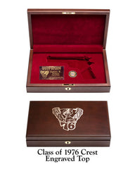 West Point Class of 1976 Commemorative Pistol Display Case - Class Crest Engraved Top 